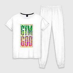 Пижама хлопковая женская Gym god, цвет: белый