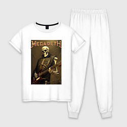 Пижама хлопковая женская Megadeth - skeleton - heavy metal, цвет: белый