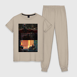 Пижама хлопковая женская Akira Cyberpunk 2077, цвет: миндальный