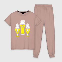 Пижама хлопковая женская New year beer, цвет: пыльно-розовый