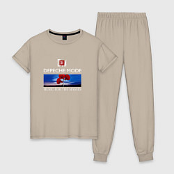 Пижама хлопковая женская Depeche Mode - Music for the Masses logo, цвет: миндальный