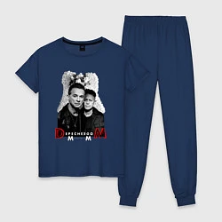 Пижама хлопковая женская Depeche Mode - Dave Gahan and Martin Gore, цвет: тёмно-синий