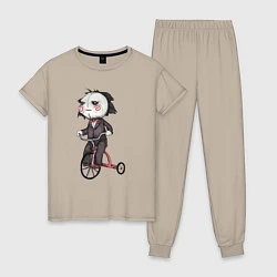 Пижама хлопковая женская Saw bike, цвет: миндальный