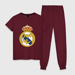 Пижама хлопковая женская Real madrid fc sport, цвет: меланж-бордовый