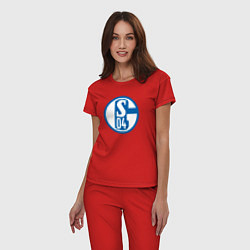 Пижама хлопковая женская Schalke 04 fc club, цвет: красный — фото 2