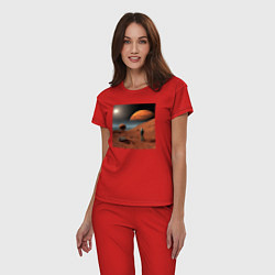 Пижама хлопковая женская Человек на марсе, цвет: красный — фото 2