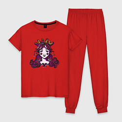 Пижама хлопковая женская Принцесса витражный портрет, цвет: красный
