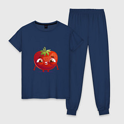 Пижама хлопковая женская Милая помидорка, цвет: тёмно-синий