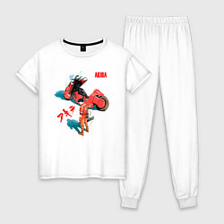 Пижама хлопковая женская Akira киберпанк аниме и манга, цвет: белый
