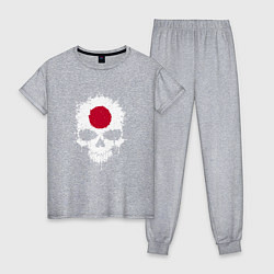 Пижама хлопковая женская Череп Япония, цвет: меланж
