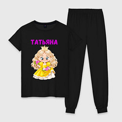 Пижама хлопковая женская Татьяна - девочка принцесса, цвет: черный