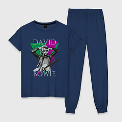 Пижама хлопковая женская David Bowie hand goggles, цвет: тёмно-синий