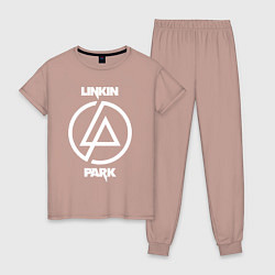 Пижама хлопковая женская Linkin Park logo, цвет: пыльно-розовый