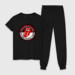 Пижама хлопковая женская Rolling Stones established 1962, цвет: черный