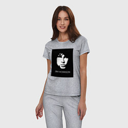 Пижама хлопковая женская Jim Morrison in bw, цвет: меланж — фото 2