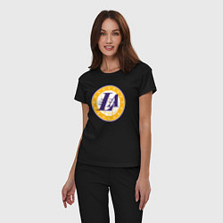 Пижама хлопковая женская Lakers stars, цвет: черный — фото 2