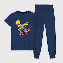 Пижама хлопковая женская Bart Simpson on a skateboard - extreme, цвет: тёмно-синий