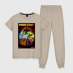 Пижама хлопковая женская Serious Sam 2 - all bosses, цвет: миндальный
