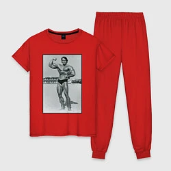 Пижама хлопковая женская Mister Schwarzenegger, цвет: красный