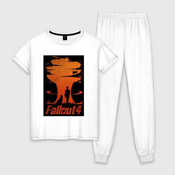 Пижама хлопковая женская Fallout 4 dog, цвет: белый
