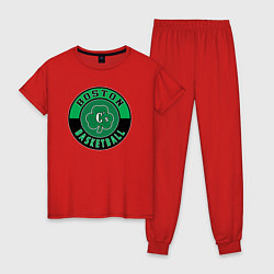 Пижама хлопковая женская Basketball Boston, цвет: красный