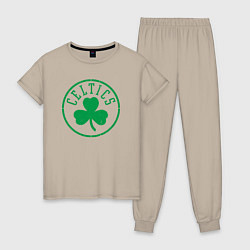 Пижама хлопковая женская Boston Celtics clover, цвет: миндальный