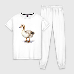 Пижама хлопковая женская Серый гусь, цвет: белый