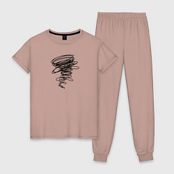 Пижама хлопковая женская Шторм ураган, цвет: пыльно-розовый