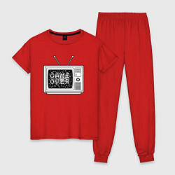 Пижама хлопковая женская TV game over, цвет: красный