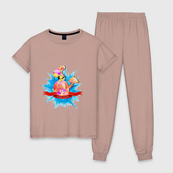 Пижама хлопковая женская Повар, цвет: пыльно-розовый