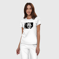 Пижама хлопковая женская Портрет плачущей девочки в дождь, цвет: белый — фото 2