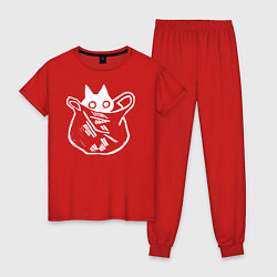 Пижама хлопковая женская Кот в пакете арт, цвет: красный