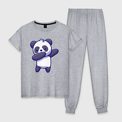 Пижама хлопковая женская Dabbing panda, цвет: меланж