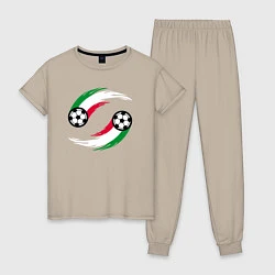 Пижама хлопковая женская Итальянские мячи, цвет: миндальный