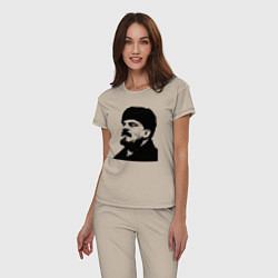 Пижама хлопковая женская Ленин в шапке, цвет: миндальный — фото 2
