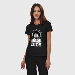 Пижама хлопковая женская Dios Diego Maradona, цвет: черный — фото 2