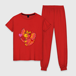 Пижама хлопковая женская Сирена - любовь, цвет: красный