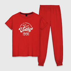 Пижама хлопковая женская 1991 год - выдержанный до совершенства, цвет: красный
