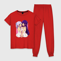 Пижама хлопковая женская Фрирен и Ферн, цвет: красный