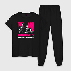 Пижама хлопковая женская Ramones rocknroll high school, цвет: черный
