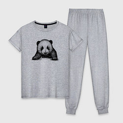Пижама хлопковая женская Панда детеныш, цвет: меланж