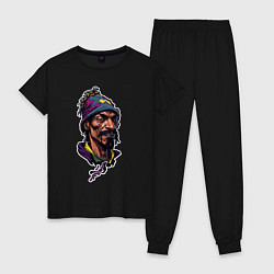 Пижама хлопковая женская Snoop dogg head, цвет: черный