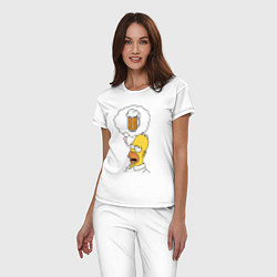 Пижама хлопковая женская Пивной Гомер, цвет: белый — фото 2
