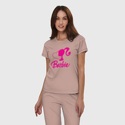 Пижама хлопковая женская Barbie heart, цвет: пыльно-розовый — фото 2