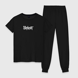 Пижама хлопковая женская Рок группа Slipknot, цвет: черный