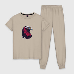Пижама хлопковая женская Красочный орел, цвет: миндальный