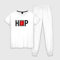 Пижама хлопковая женская Hip Hop выключатель, цвет: белый