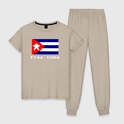 Пижама хлопковая женская Free Cuba, цвет: миндальный