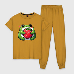 Женская пижама Толстая лягушка обнимает клубнику