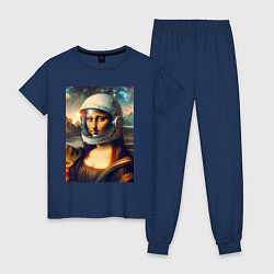 Пижама хлопковая женская Mona Lisa astronaut - neural network, цвет: тёмно-синий